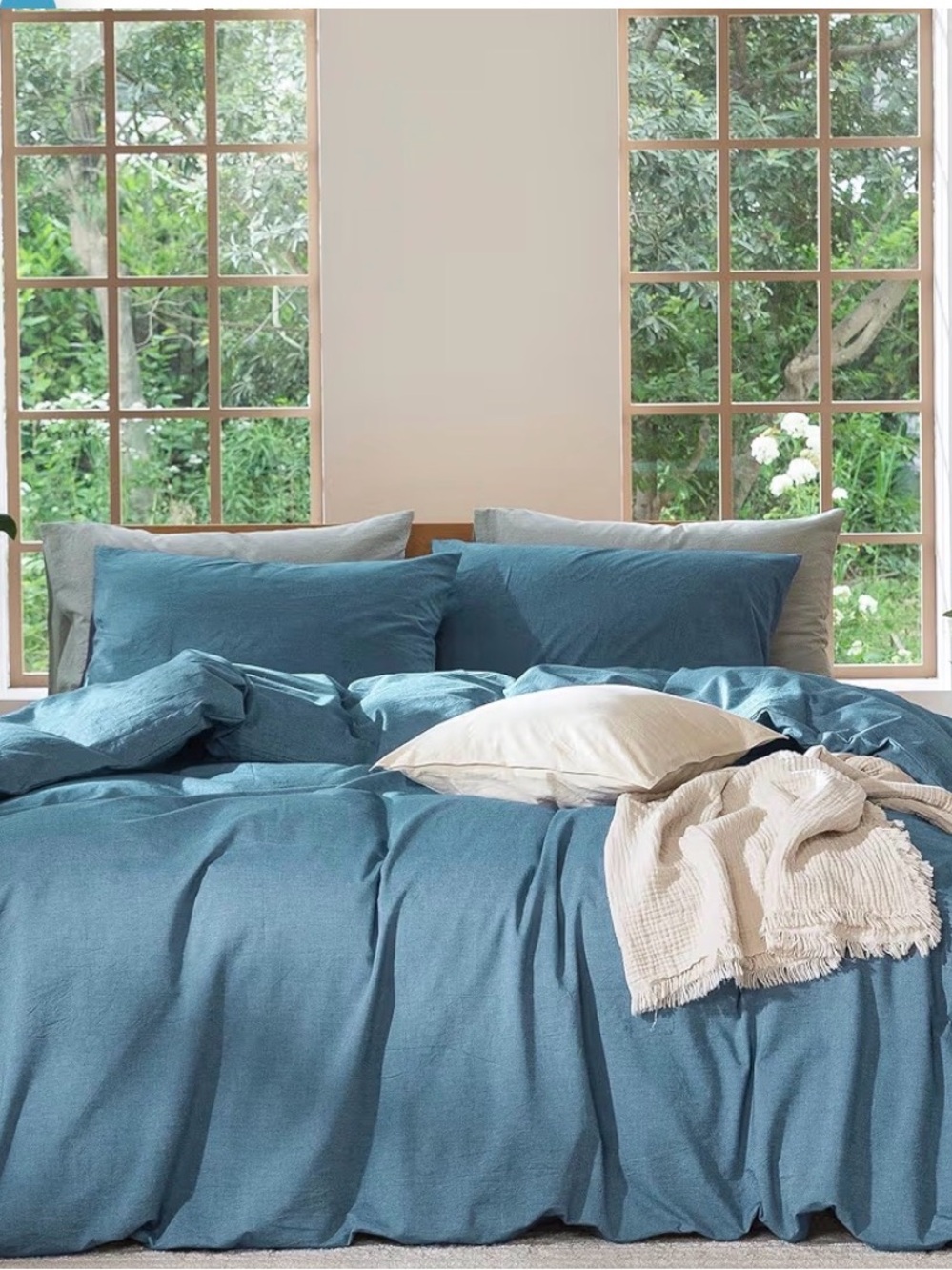MooMee OVERSIZED KING Bedding Duvet Cover Set 100% Waahed Cotton